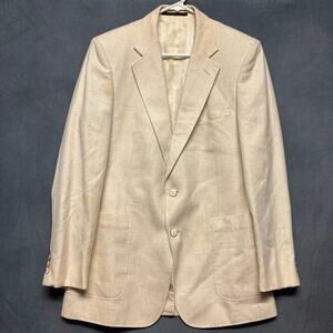 Vintage Caspers Bakersfield Blazer 39R Cream Beige Mens Sport Coat Jacket Retro